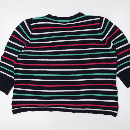 First Avenue Womens Multicoloured Round Neck Striped Polyester Pullover Jumper Size L