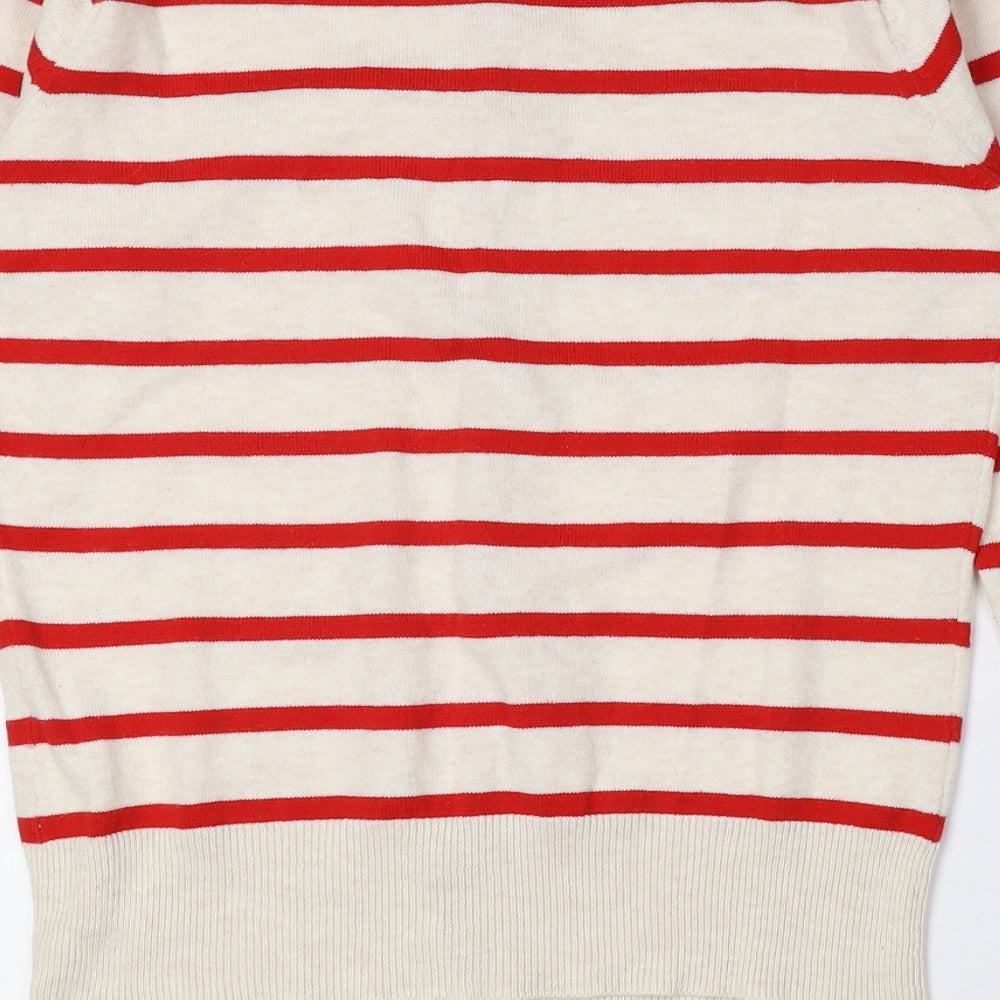 Atmosphere Womens Red Crew Neck Striped Cardigan Jumper Size 10