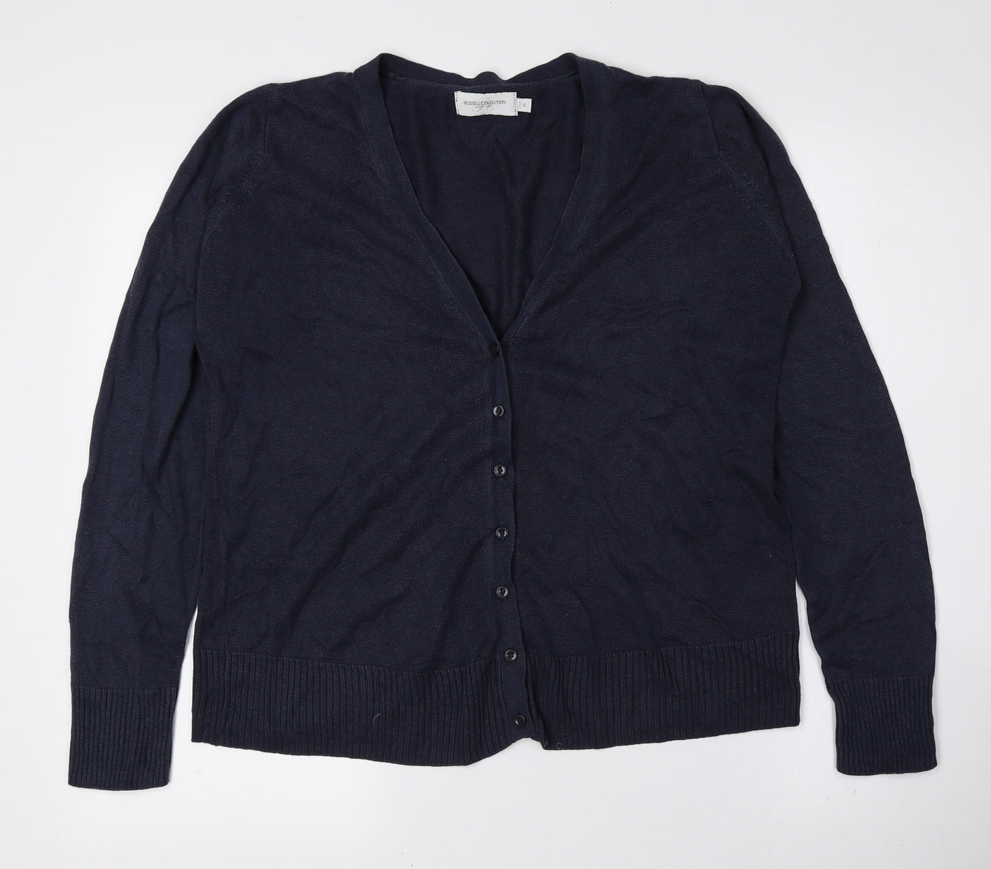 Russell Collection Womens Blue V-Neck Polyester Cardigan Jumper Size M