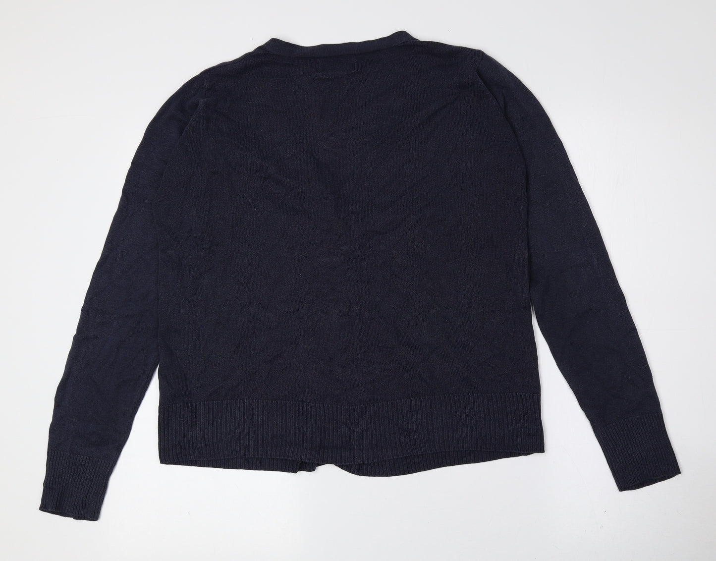 Russell Collection Womens Blue V-Neck Polyester Cardigan Jumper Size M