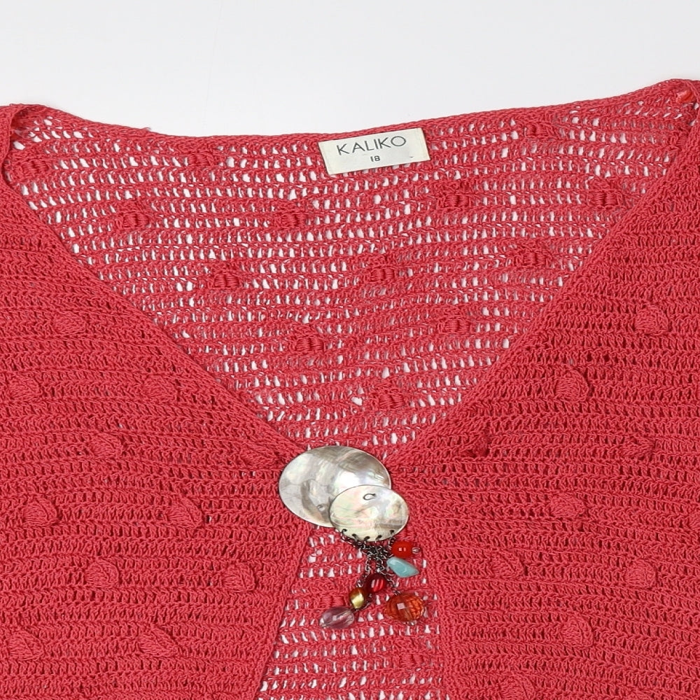 Kaliko Womens Pink V-Neck Viscose Cardigan Jumper Size 18