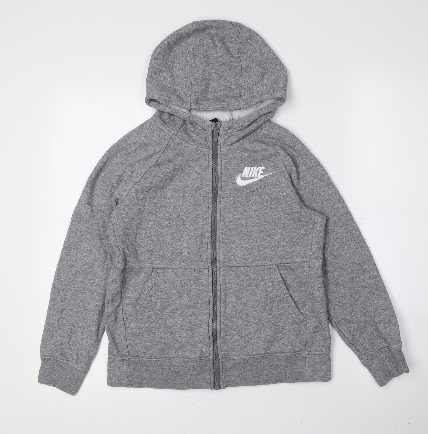 Nike Boys Grey Cotton Full Zip Hoodie Size M Zip
