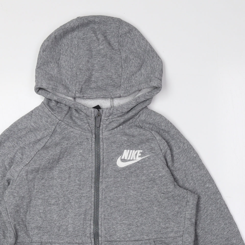 Nike Boys Grey Cotton Full Zip Hoodie Size M Zip