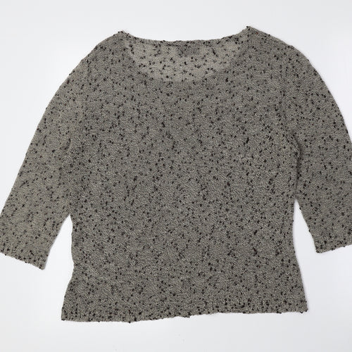 Alex & Co. Womens Brown Boat Neck Geometric Viscose Pullover Jumper Size 16