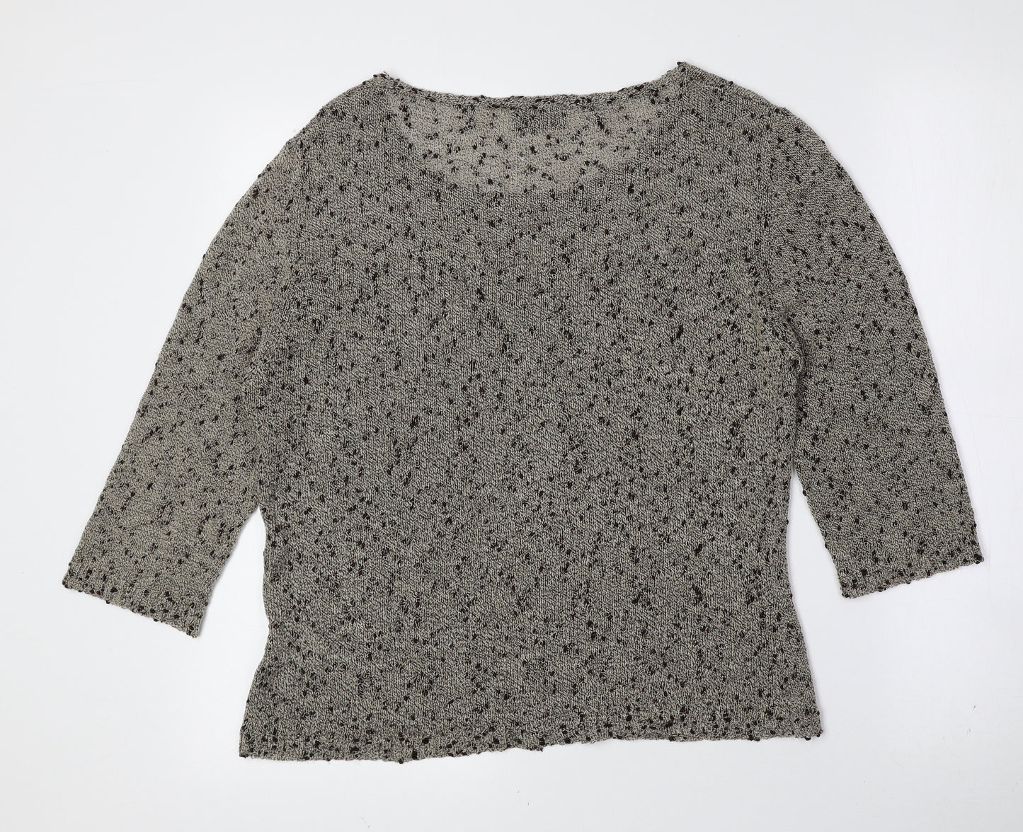 Alex & Co. Womens Brown Boat Neck Geometric Viscose Pullover Jumper Size 16