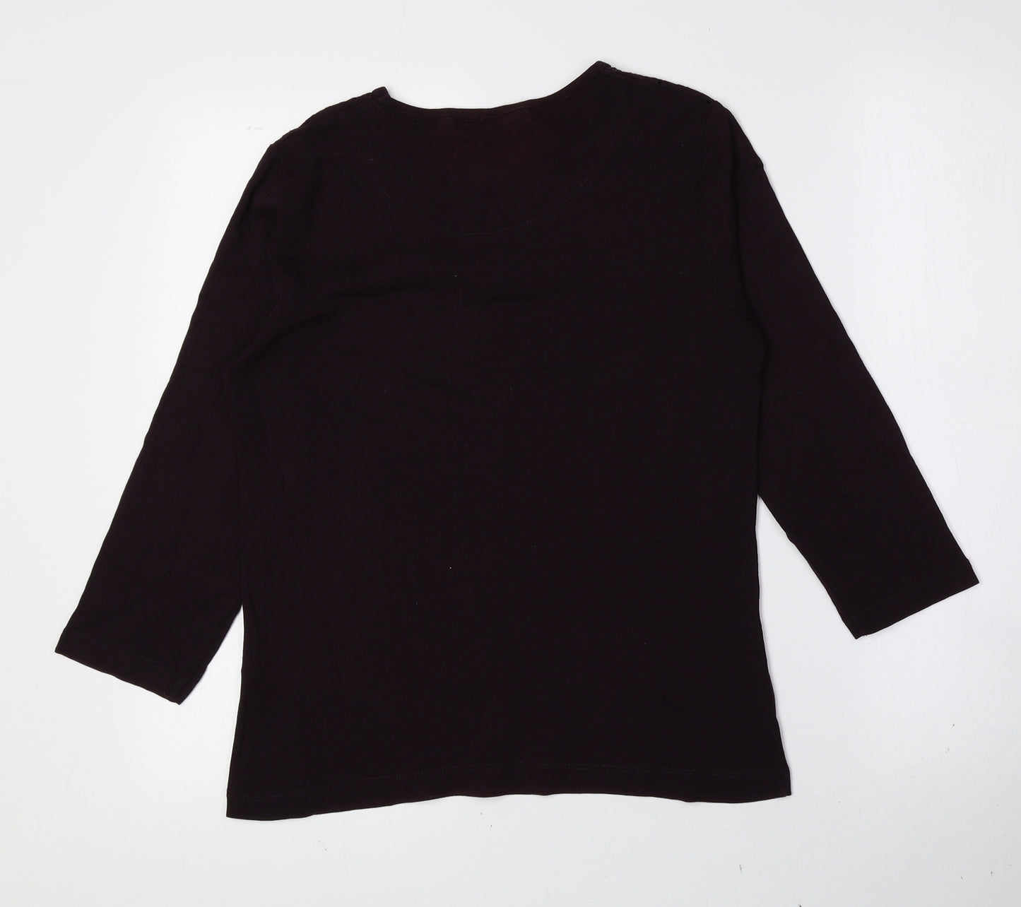 Maine Womens Purple 100% Cotton Basic T-Shirt Size 12 Crew Neck