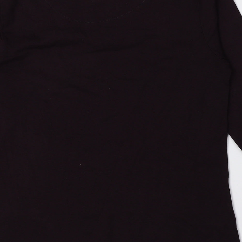 Maine Womens Purple 100% Cotton Basic T-Shirt Size 12 Crew Neck