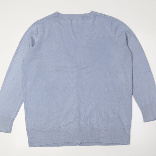 Julipa Womens Blue V-Neck Acrylic Cardigan Jumper Size 16
