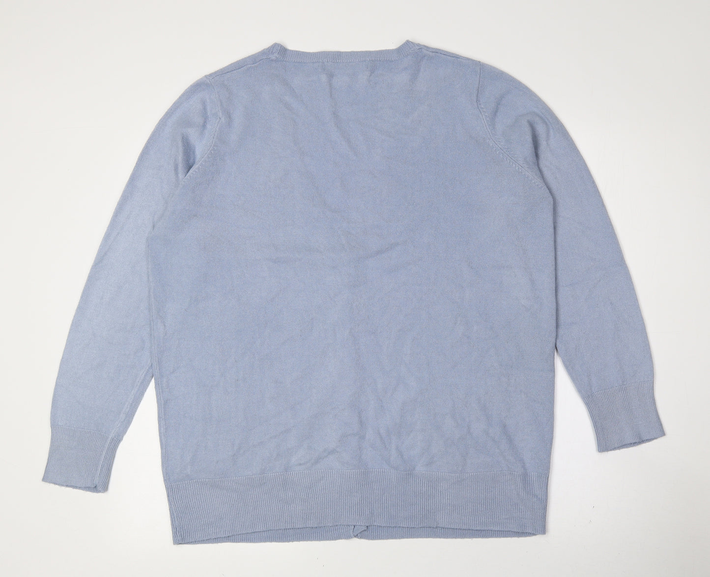 Julipa Womens Blue V-Neck Acrylic Cardigan Jumper Size 16