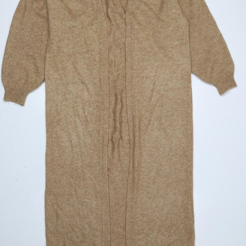 Glamify Womens Beige V-Neck Acrylic Cardigan Jumper Size S