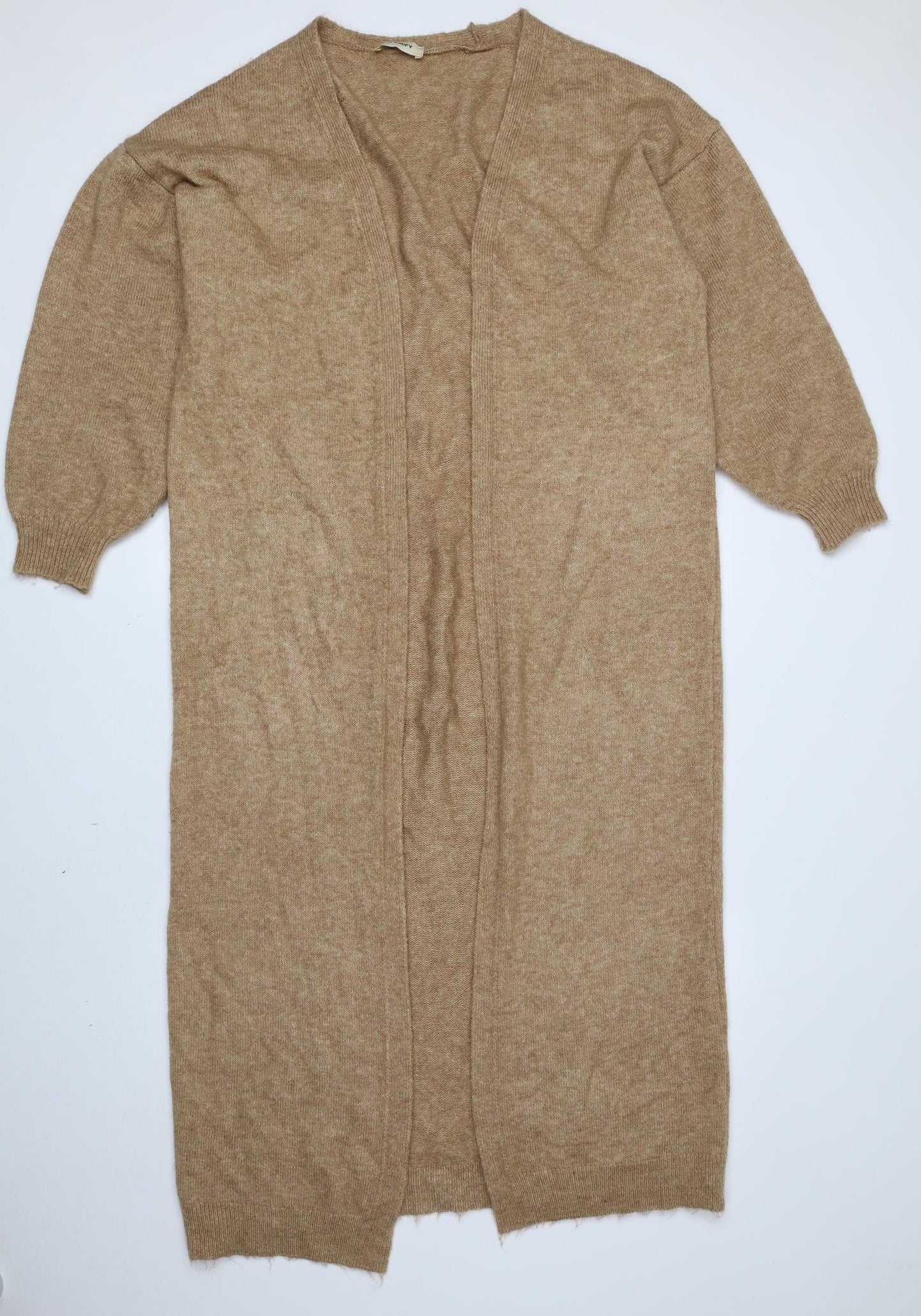Glamify Womens Beige V-Neck Acrylic Cardigan Jumper Size S