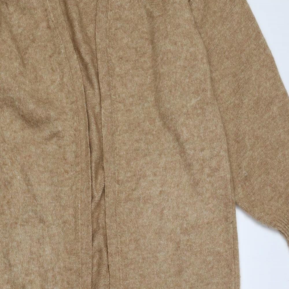 Glamify Womens Beige V-Neck Acrylic Cardigan Jumper Size S