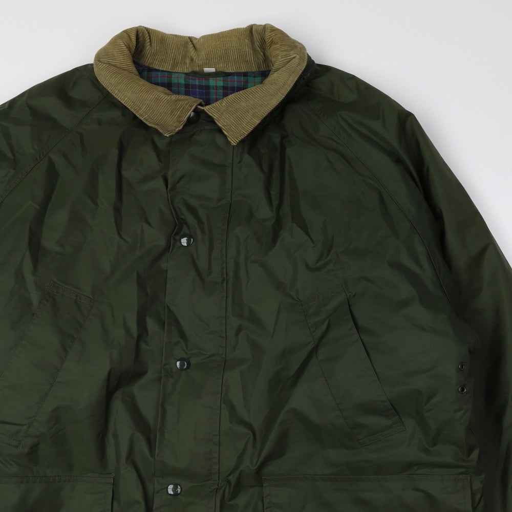 Preworn Mens Green Overcoat Coat Size M Snap