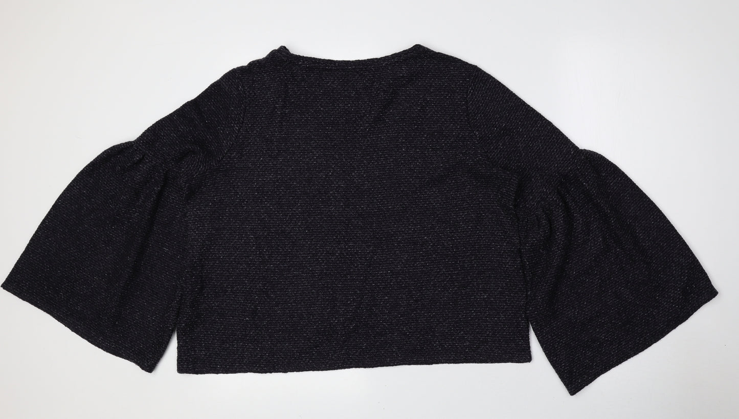 Marks and Spencer Womens Blue Boat Neck Acrylic Pullover Jumper Size 14 - Flared Sleeves