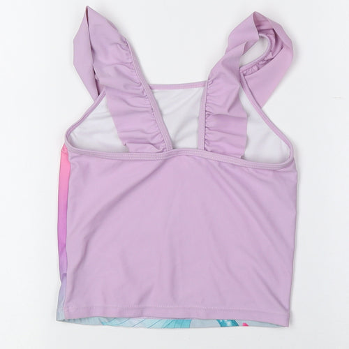 Disney Girls Multicoloured Geometric Polyester Basic Tank Size 6-7 Years Boat Neck Pullover - Swimming Top, Ariel