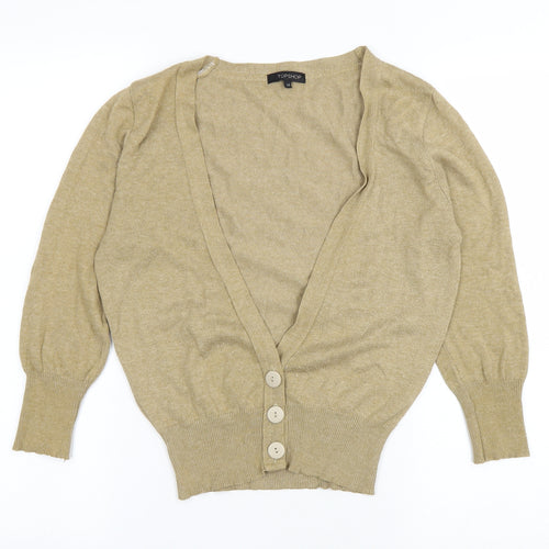 Topshop Womens Beige V-Neck Cotton Cardigan Jumper Size 10