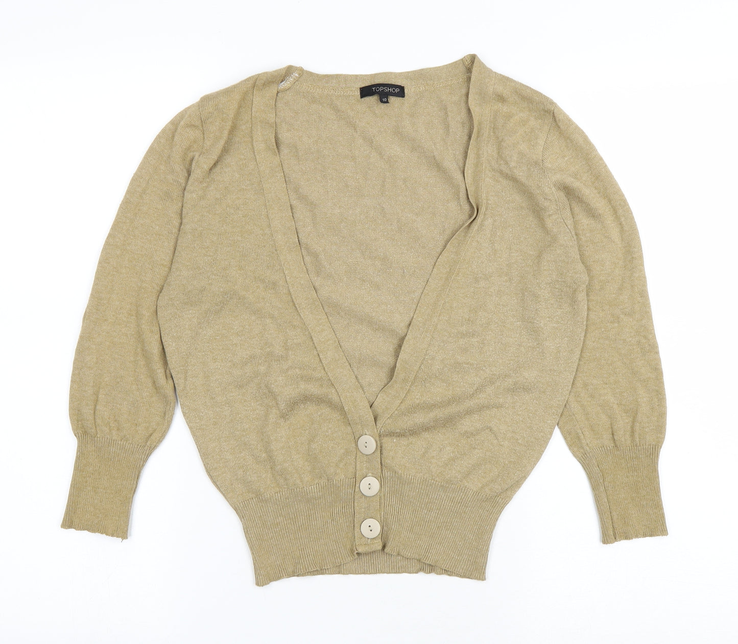 Topshop Womens Beige V-Neck Cotton Cardigan Jumper Size 10