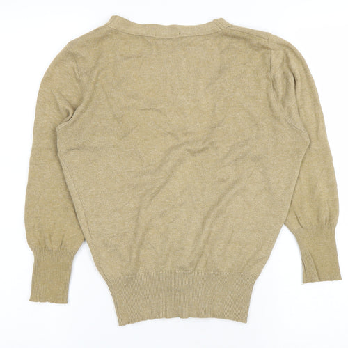 Topshop Womens Beige V-Neck Cotton Cardigan Jumper Size 10