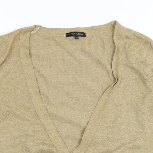 Topshop Womens Beige V-Neck Cotton Cardigan Jumper Size 10