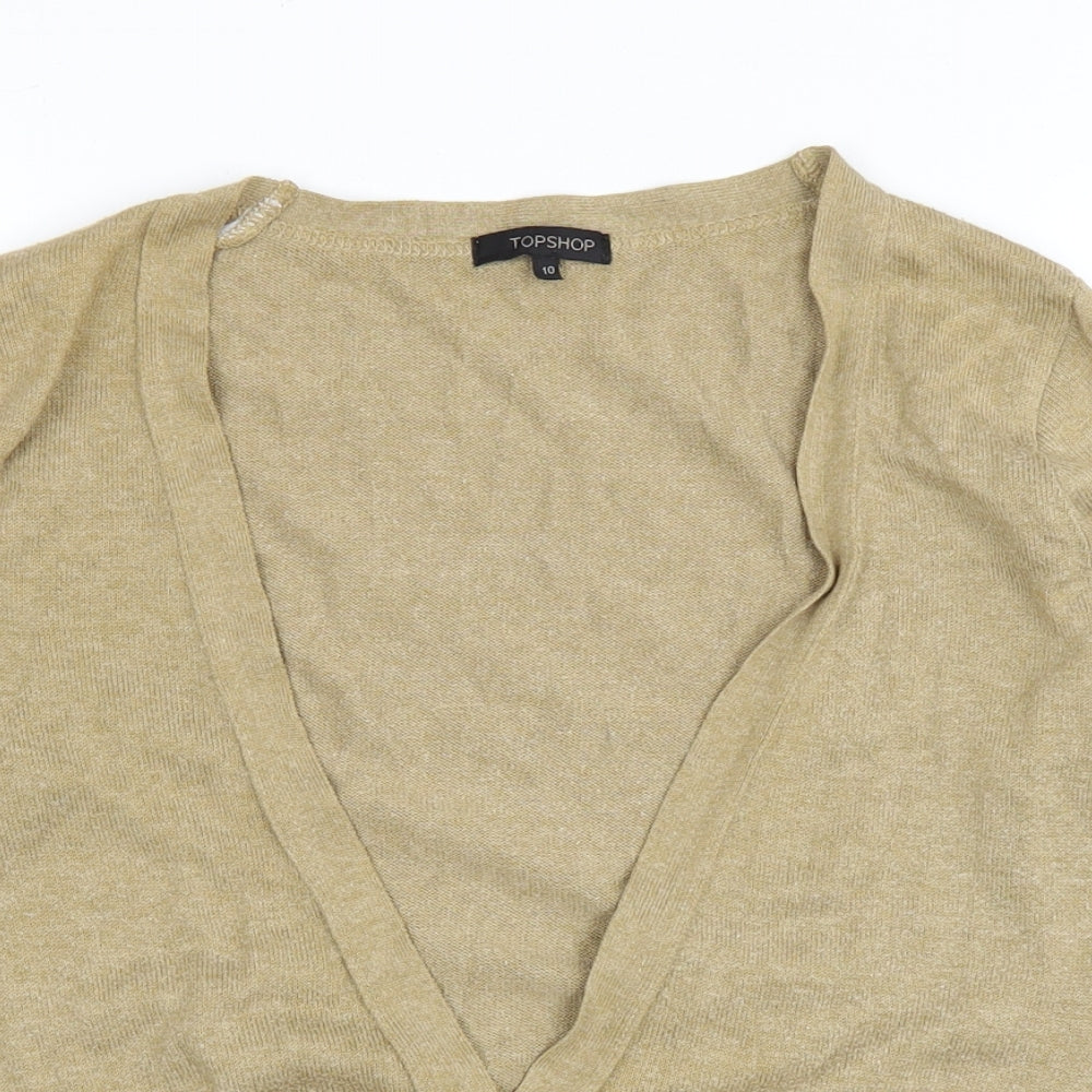 Topshop Womens Beige V-Neck Cotton Cardigan Jumper Size 10