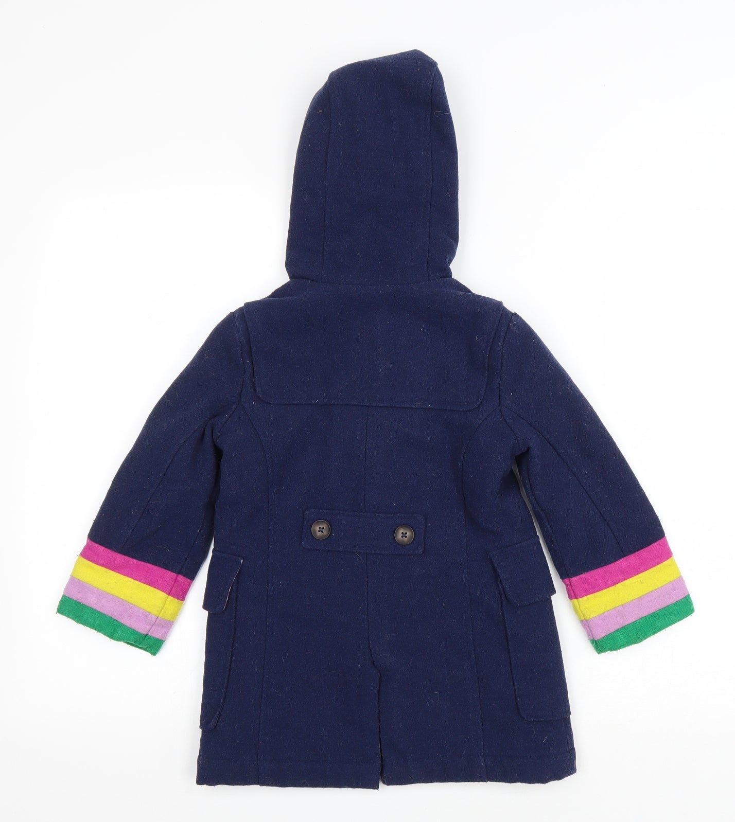 Boden Girls Blue Striped Basic Coat Coat Size 3-4 Years Zip - Toggle buttons