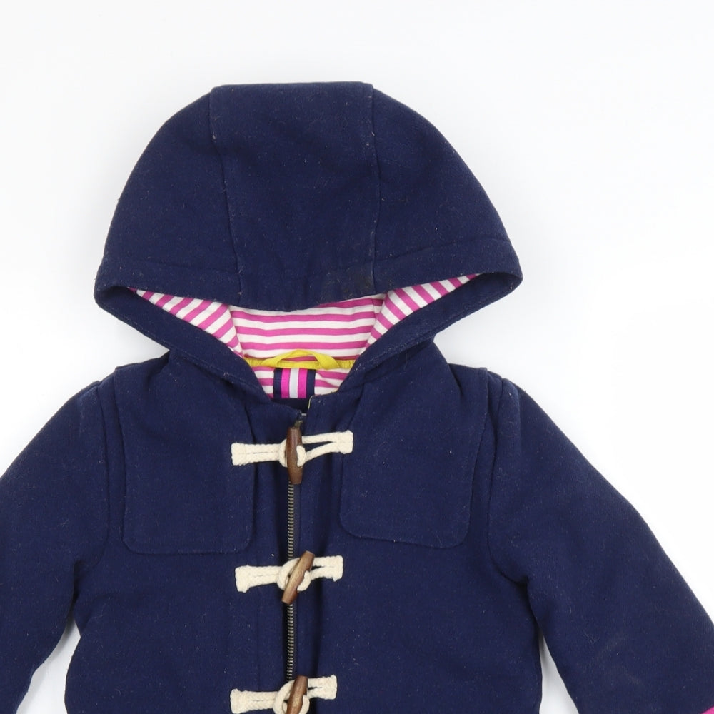 Boden Girls Blue Striped Basic Coat Coat Size 3-4 Years Zip - Toggle buttons