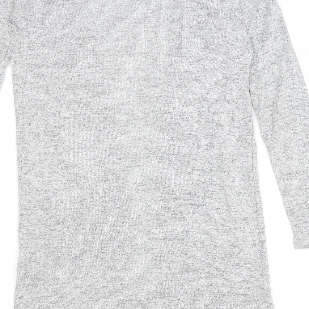 Primark Girls Grey V-Neck Viscose Cardigan Jumper Size 11-12 Years Tie