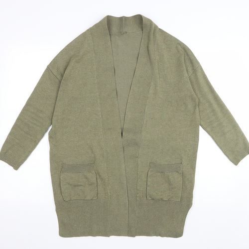 Preworn Womens Green V-Neck Cotton Cardigan Jumper Size S