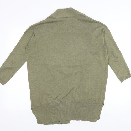 Preworn Womens Green V-Neck Cotton Cardigan Jumper Size S