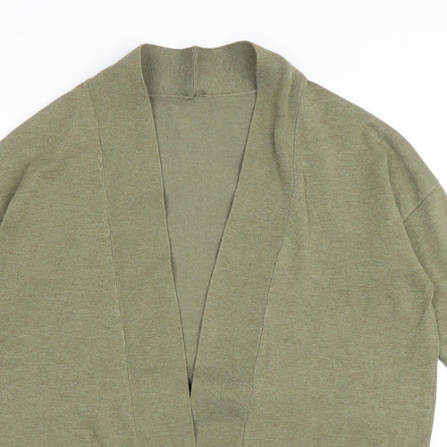 Preworn Womens Green V-Neck Cotton Cardigan Jumper Size S