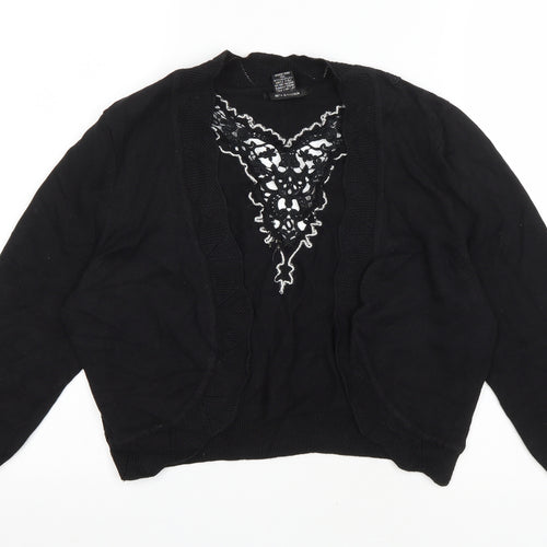 89th & Madison Womens Black V-Neck Cotton Cardigan Jumper Size XL