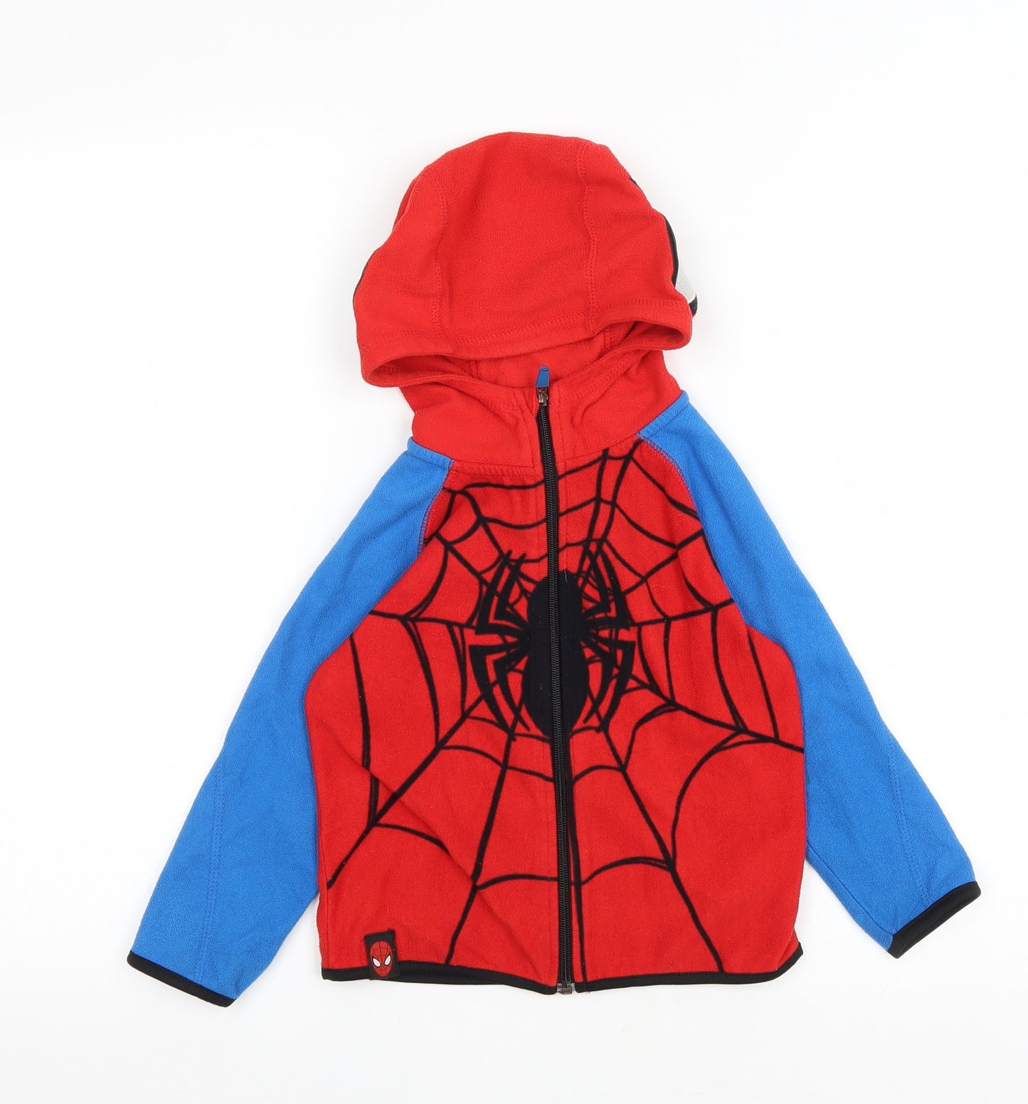 H&M Boys Red Colourblock Polyester Full Zip Hoodie Size 2-3 Years Zip - Spiderman