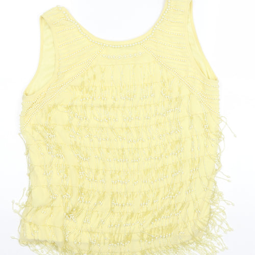 Joanna Hope Womens Yellow Polyester Basic Tank Size 14 Scoop Neck