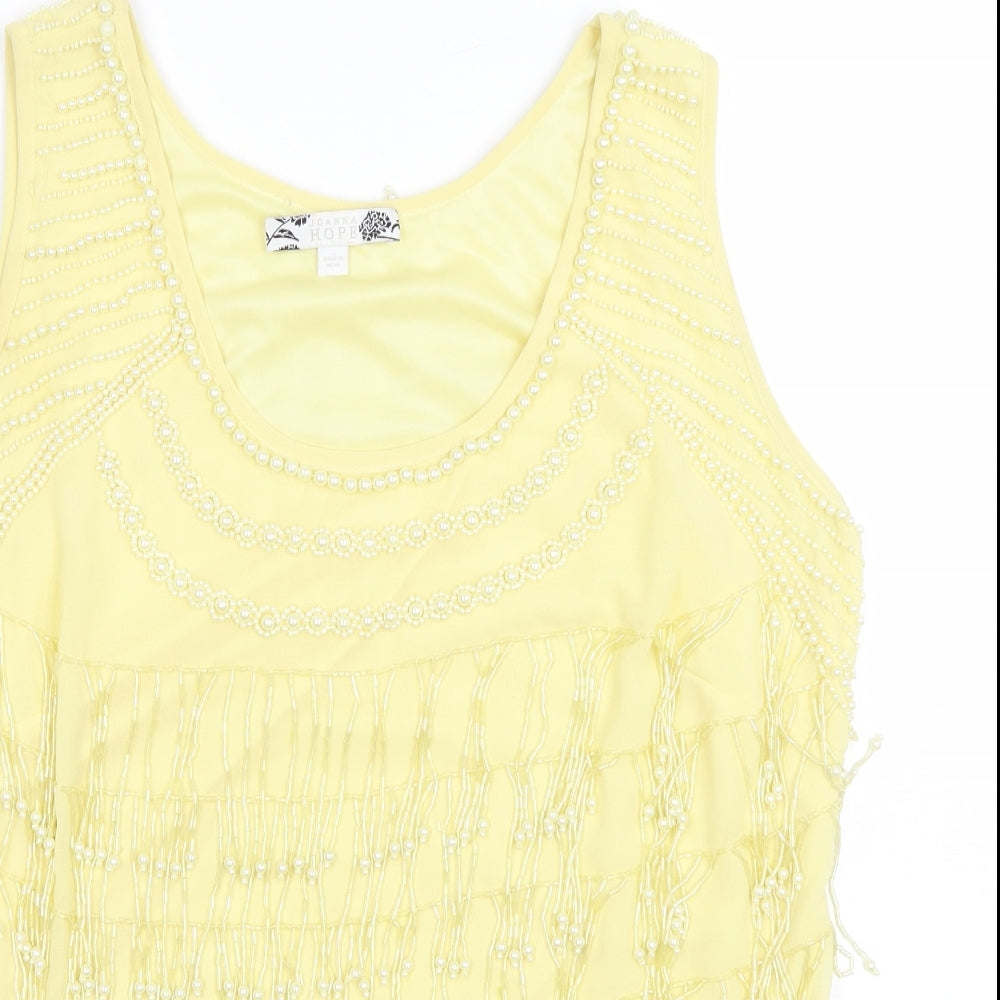 Joanna Hope Womens Yellow Polyester Basic Tank Size 14 Scoop Neck