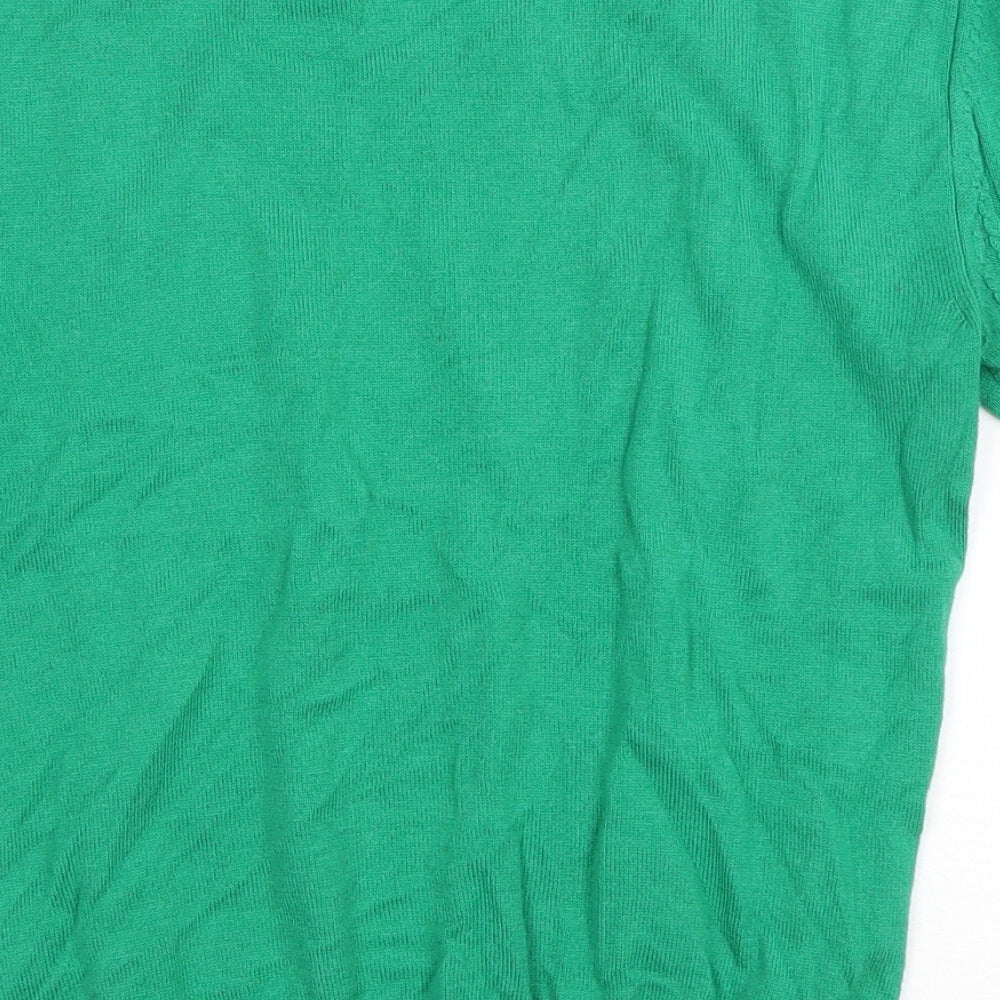 TU Womens Green Round Neck Cotton Pullover Jumper Size 8