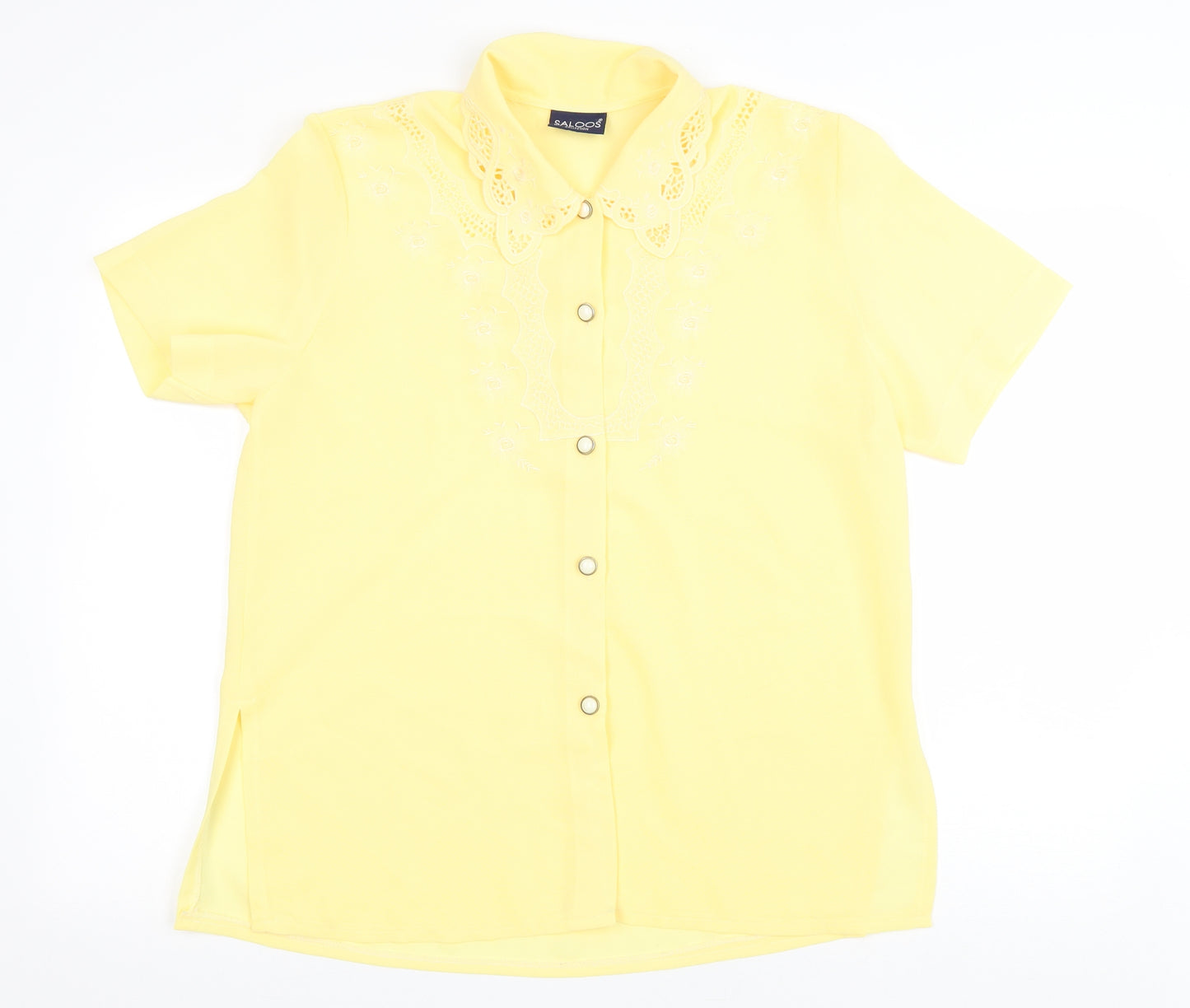 Saloos Womens Yellow Polyester Basic Button-Up Size 14 Collared