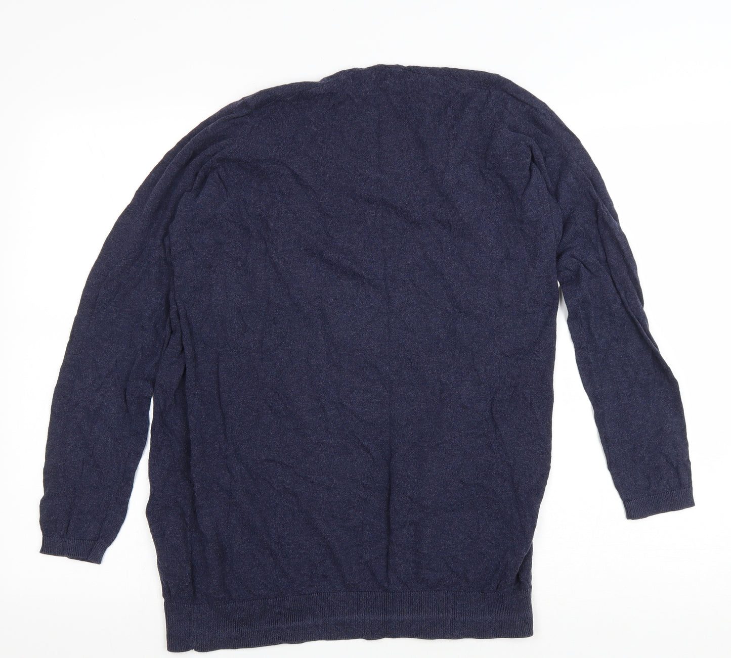 New Look Womens Blue V-Neck Cotton Cardigan Jumper Size 12