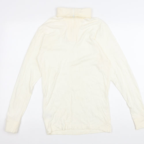 St Michael Womens Ivory Cotton Pullover Sweatshirt Size M Zip