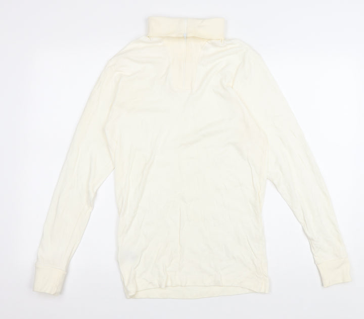St Michael Womens Ivory Cotton Pullover Sweatshirt Size M Zip
