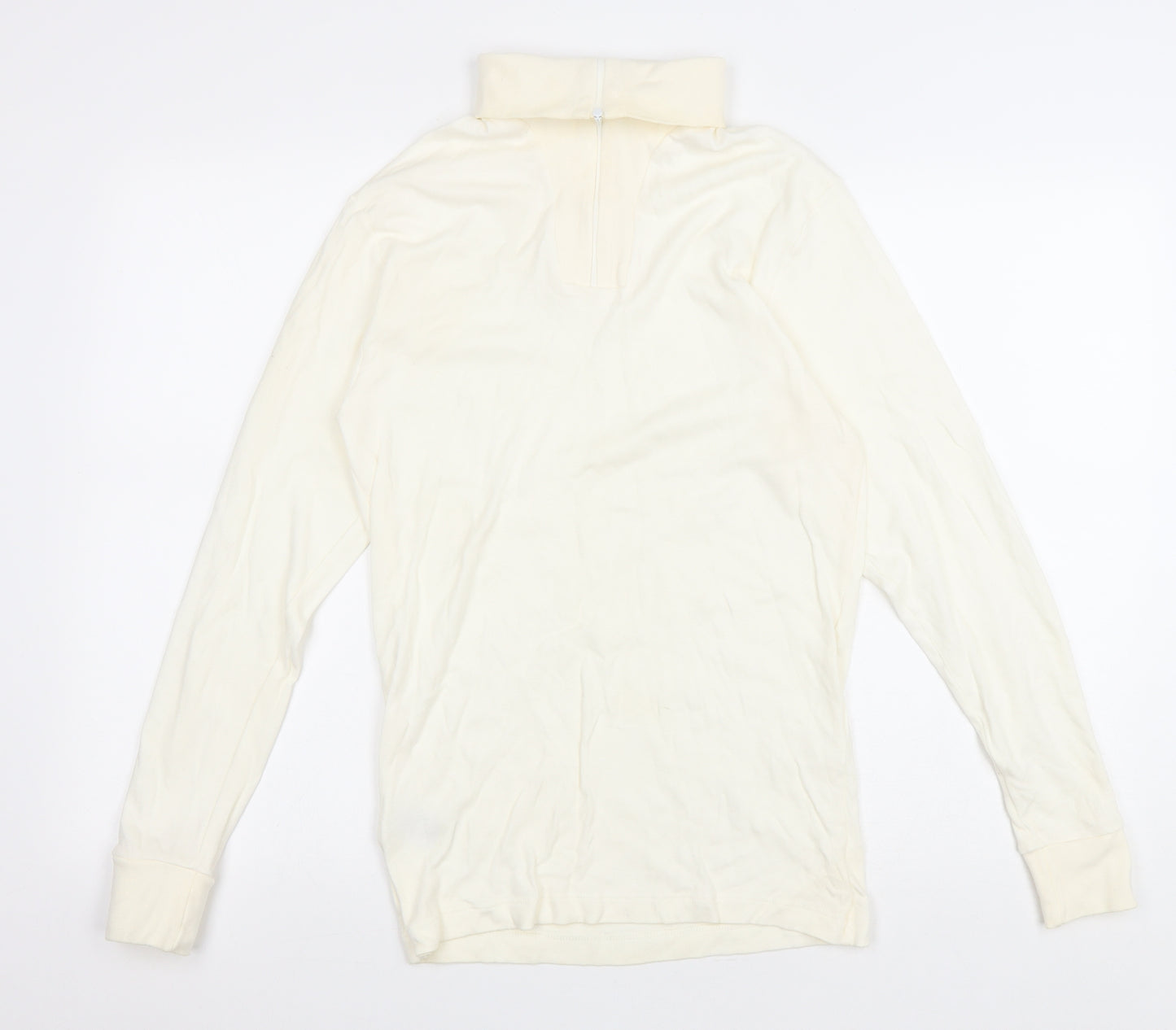 St Michael Womens Ivory Cotton Pullover Sweatshirt Size M Zip