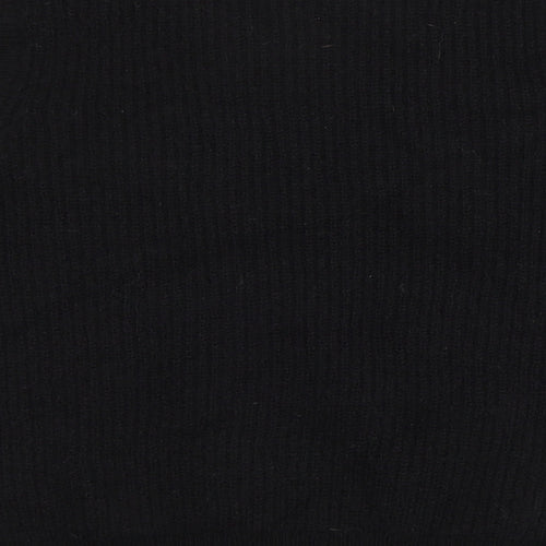 M&Co Womens Black Round Neck Floral Polyester Pullover Jumper Size 8