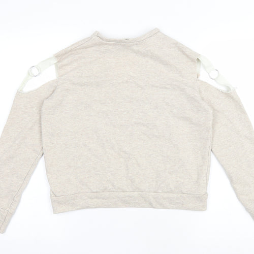 Boohoo Womens Beige Polyester Pullover Sweatshirt Size 8 Pullover - Keyhole neck