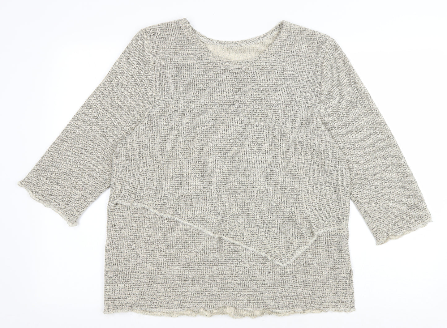 Preworn Womens Beige Collared Cotton Pullover Jumper Size XL
