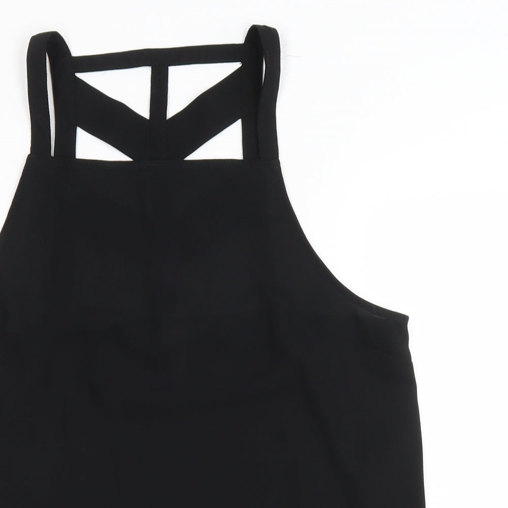 ASOS Womens Black Polyester Basic Tank Size 12 Square Neck