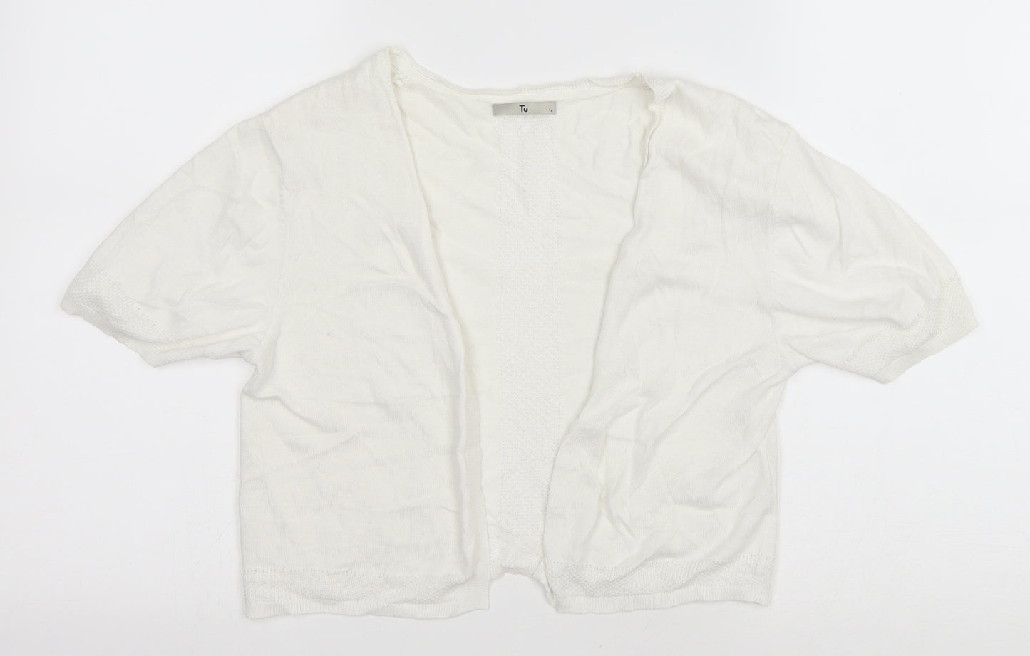 TU Womens Ivory V-Neck Cotton Cardigan Jumper Size 14