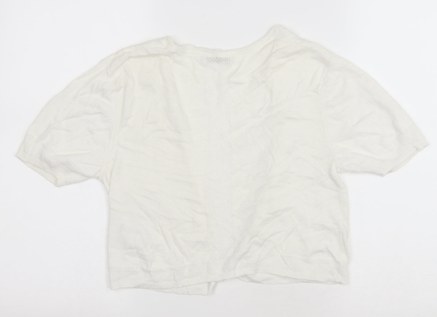 TU Womens Ivory V-Neck Cotton Cardigan Jumper Size 14