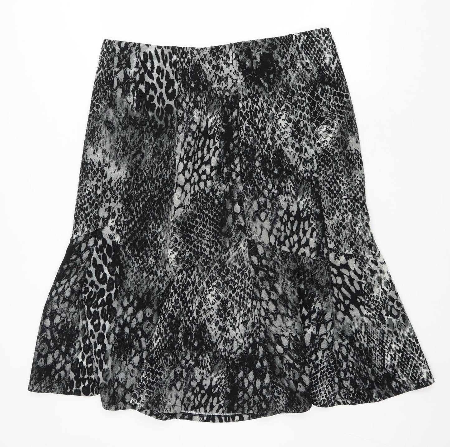 Bonmarché Womens Grey Striped Polyester Trumpet Skirt Size 18 Drawstring - Snake Skin Print