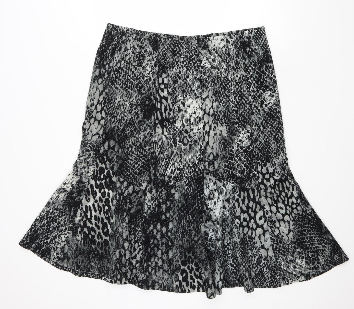 Bonmarché Womens Grey Striped Polyester Trumpet Skirt Size 18 Drawstring - Snake Skin Print