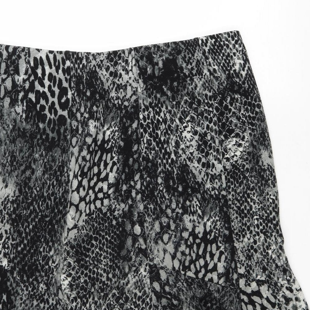 Bonmarché Womens Grey Striped Polyester Trumpet Skirt Size 18 Drawstring - Snake Skin Print