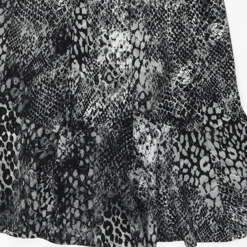 Bonmarché Womens Grey Striped Polyester Trumpet Skirt Size 18 Drawstring - Snake Skin Print